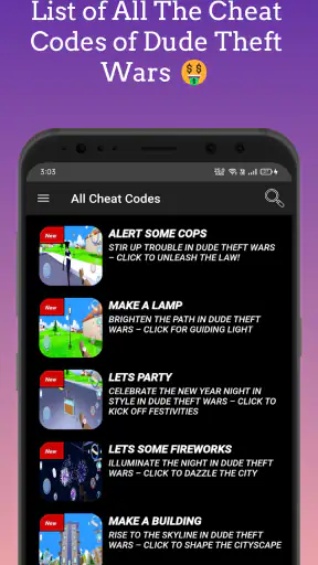 Dude Theft Wars, Cheat Codes screenshot