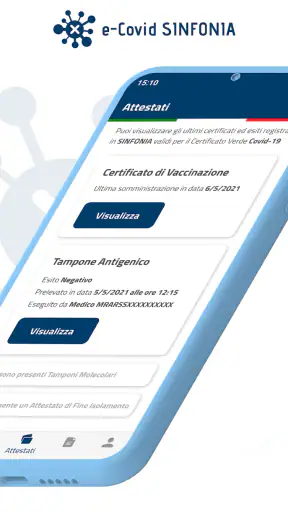 e-Covid SINFONIA screenshot