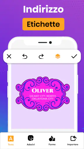 Etichette personalizzate screenshot