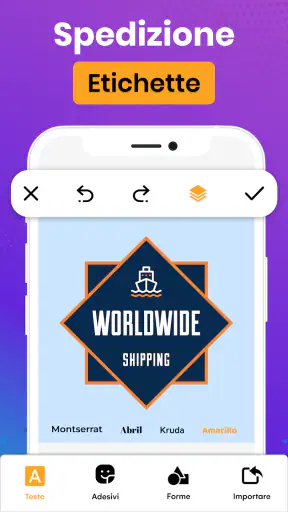 Etichette personalizzate screenshot