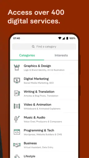 Fiverr - Servizi Freelance screenshot