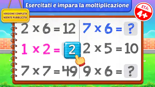 Gioco tabelline per bambini 5+ screenshot