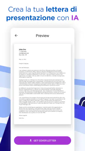 IA Creare Curriculum CV PDF screenshot