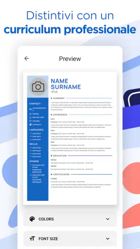 IA Creare Curriculum CV PDF screenshot