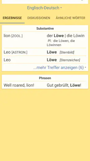 LEO dictionary screenshot