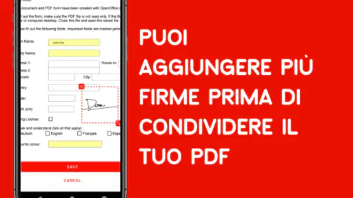 Modificare PDF firma, scrivere screenshot