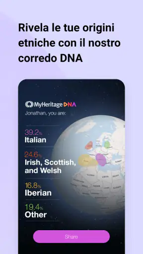 MyHeritage: albero e DNA screenshot