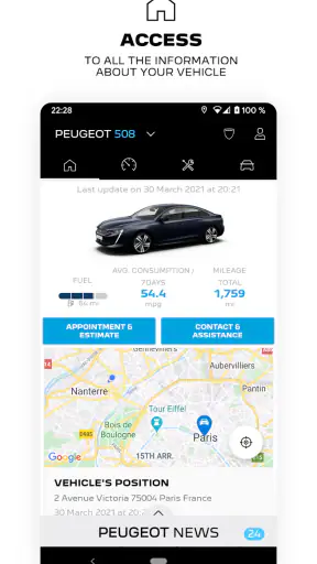 MYPEUGEOT APP screenshot