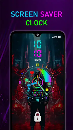 Neon Digital Clock Smart Watch screenshot