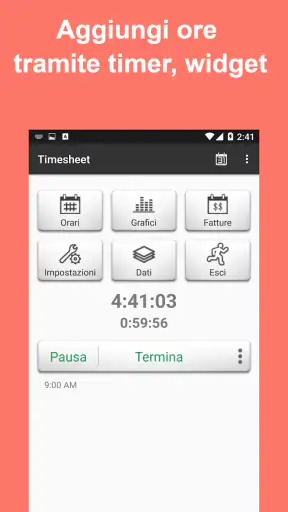 Ore lavoro: Registro di lavoro screenshot