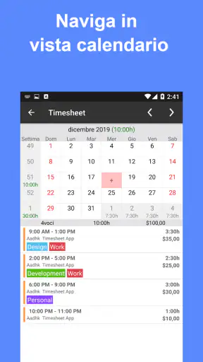 Ore lavoro: Registro di lavoro screenshot
