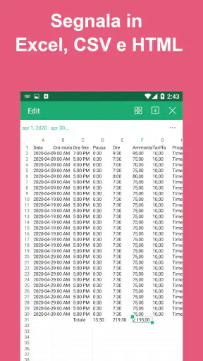 Ore lavoro: Registro di lavoro screenshot