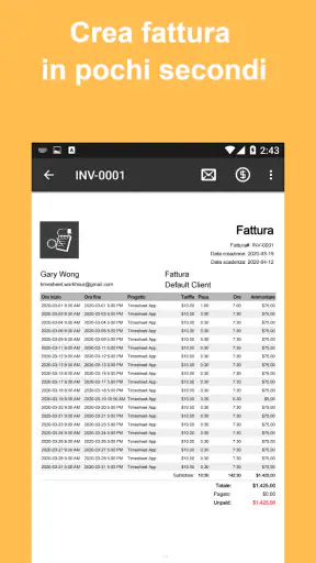 Ore lavoro: Registro di lavoro screenshot