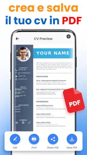PDF lavoro CV creatore screenshot