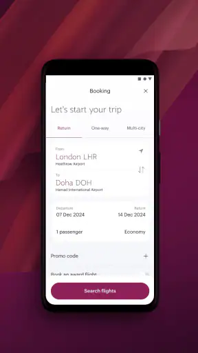 Qatar Airways screenshot