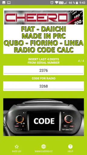 RADIO CODE for FIAT DAIICHI screenshot