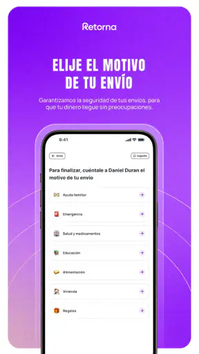 Retorna: envía dinero seguro screenshot