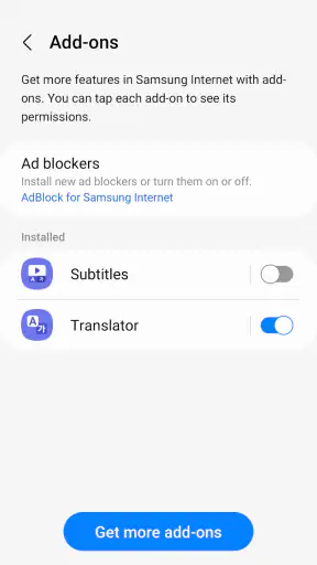 Samsung Internet Browser screenshot