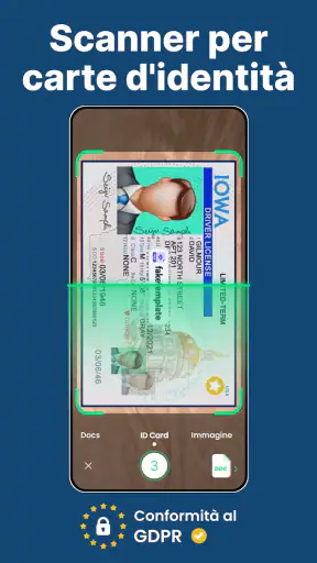 Scanner per carte d'identità screenshot