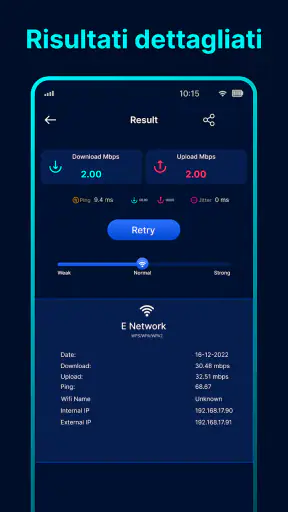 Test di velocità wi-fi screenshot
