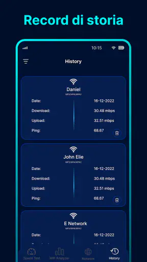 Test di velocità wi-fi screenshot