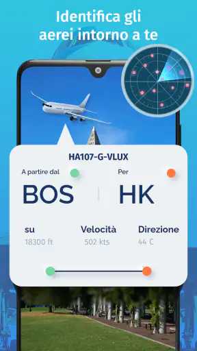 Trackin volo temp reale, radar screenshot
