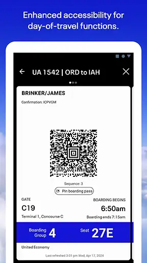 United Airlines screenshot