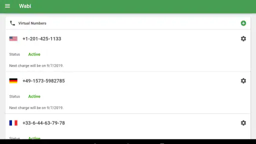 Wabi: Numero telefono virtuale screenshot