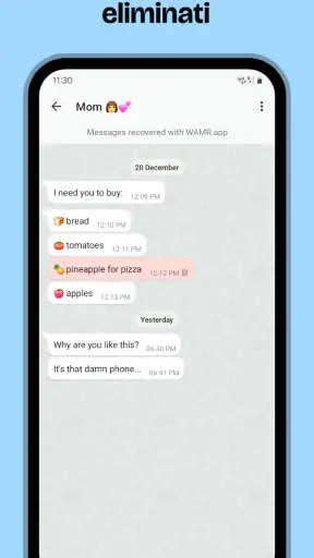WAMR: messaggi eliminati screenshot