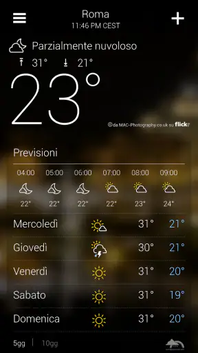 Yahoo Meteo screenshot