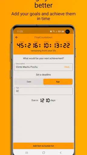 FinalCountdown Bucket List App screenshot