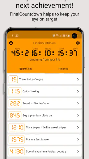 FinalCountdown Bucket List App screenshot