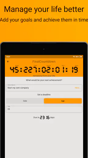 FinalCountdown Bucket List App screenshot