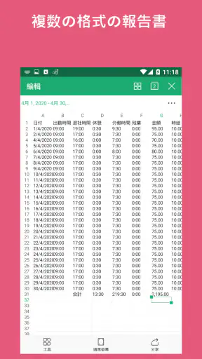 タイムシート - タイムカード - 勤務時間 - 業務日誌 screenshot