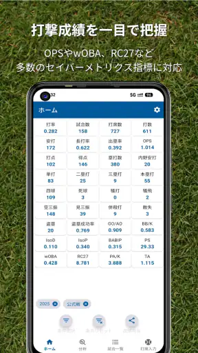 バッスタ！野球の打率・成績管理・詳細分析アプリ screenshot