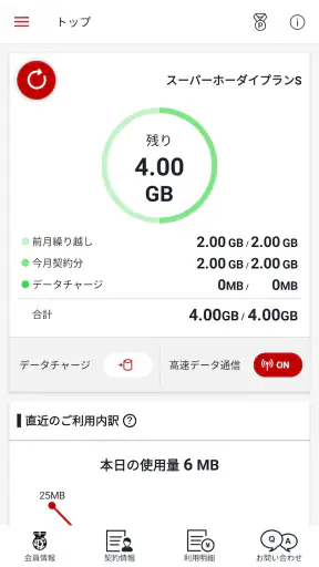 楽天モバイル SIMアプリ データ通信利用量がわかりやすい！ screenshot