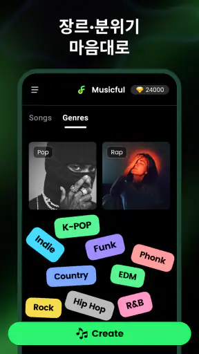 AI 작사 작곡: Musicful 음악 생성기 screenshot
