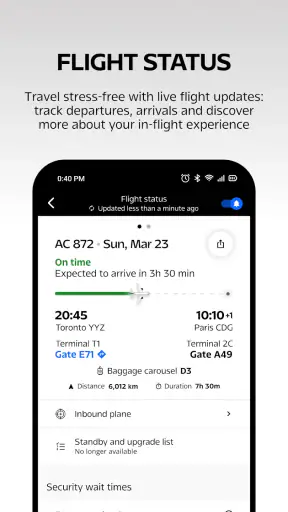 Air Canada + Aeroplan screenshot