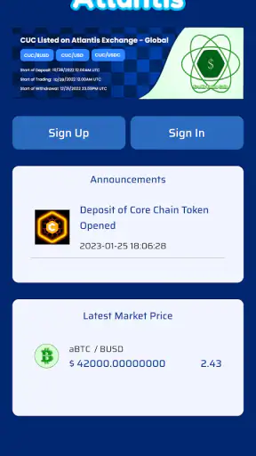 AtlantisCEX screenshot