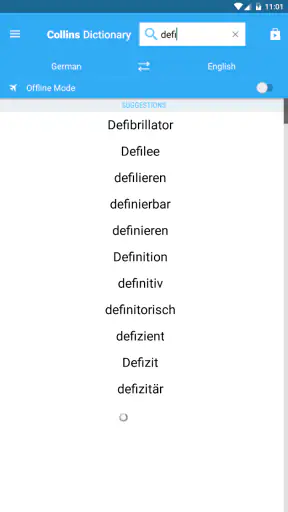 Collins German Dictionary screenshot