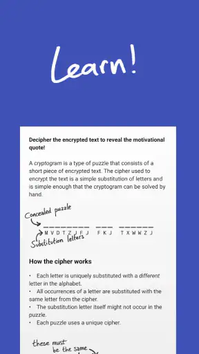 Cryptogram - puzzle quotes screenshot