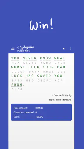 Cryptogram - puzzle quotes screenshot