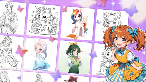 Cute Anime Coloring Game screenshot