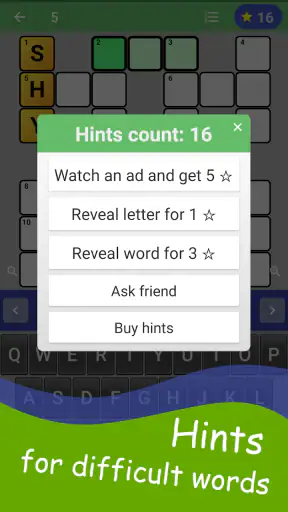 English Crossword puzzle screenshot