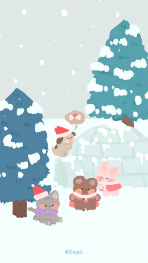 카카오톡 테마 - 보송보송친구들_겨울 이글루 screenshot