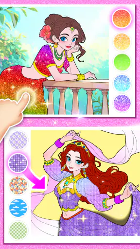 프린세스 게임: 판타지 컬러링 screenshot