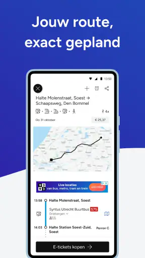 9292 reisplanner OV + e-ticket screenshot