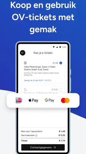 9292 reisplanner OV + e-ticket screenshot