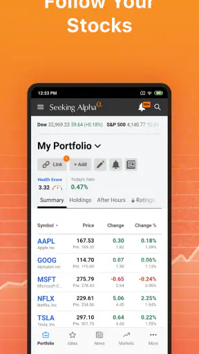 Aandelen, Financieel nieuws screenshot