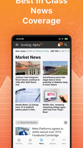 Aandelen, Financieel nieuws screenshot